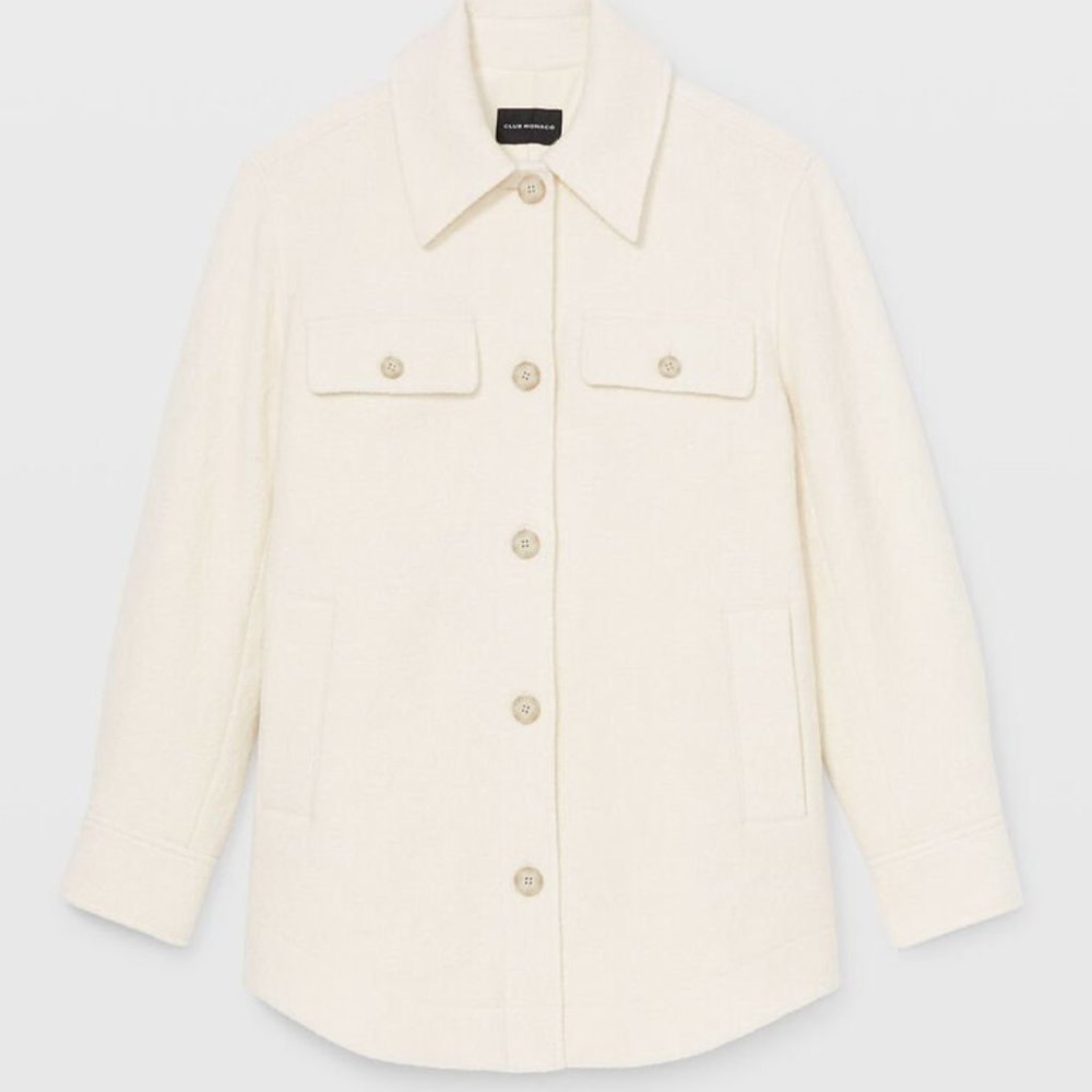 Club Monaco Cream Shirt Jacket, Size Small - Picture 5 of 5